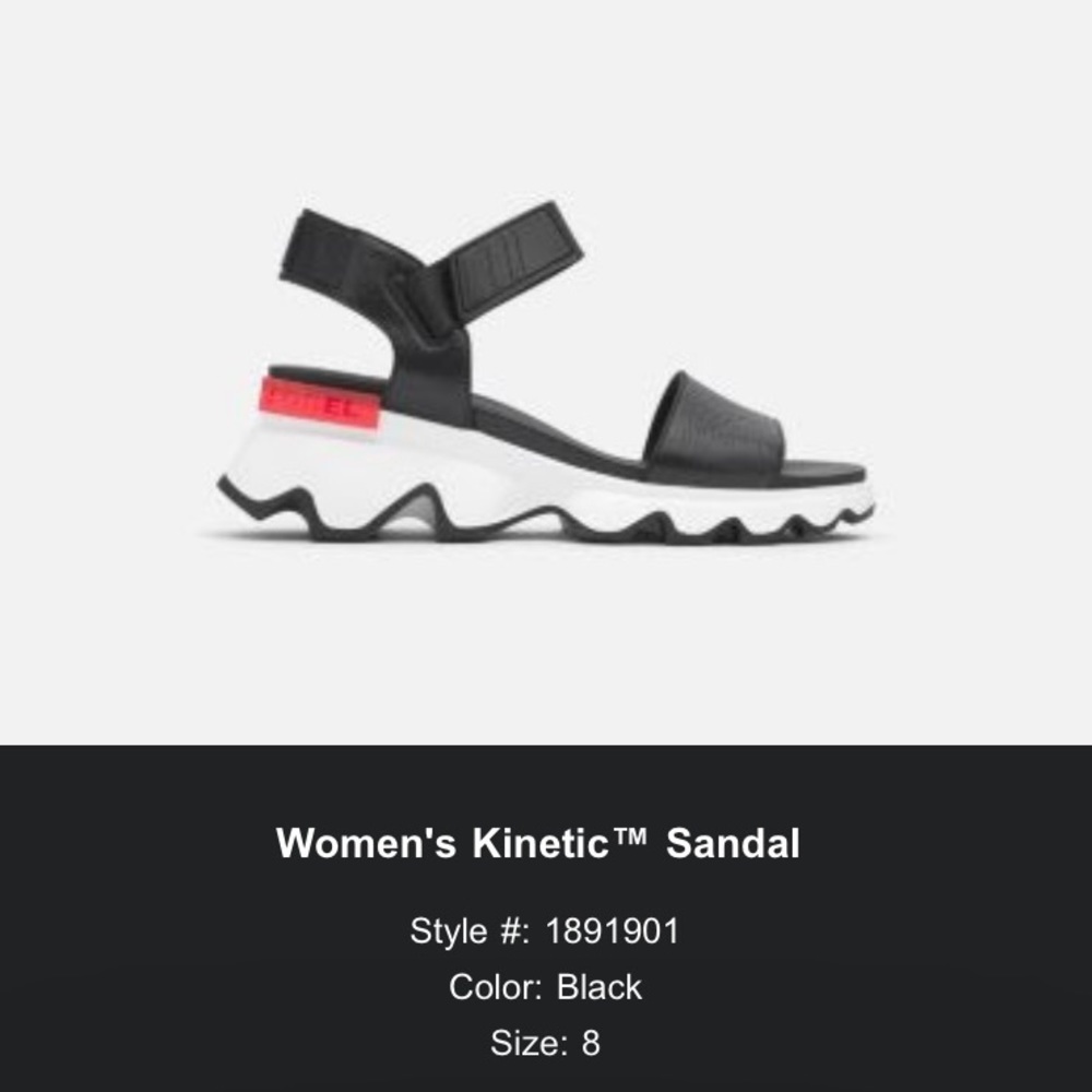 Sorel women’s Kinetic sandals, Black size 8